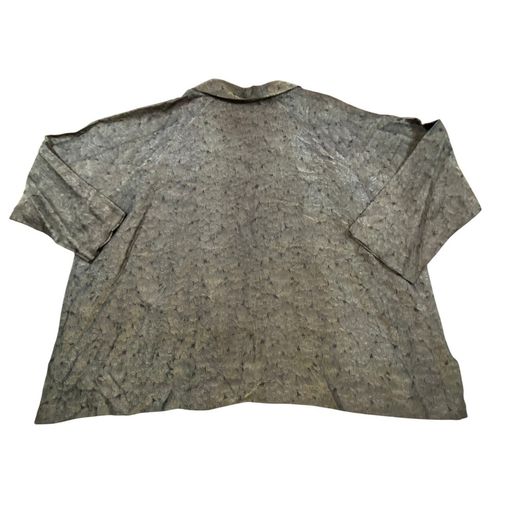 VTG Eskandar Brocade Silk Kimono Jacket Womens 1 Brown Metallic Floral - Picture 4 of 11